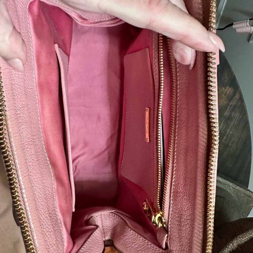 Miu Miu Rose Leather Satchel with Gold Accents - Picture 9 of 15